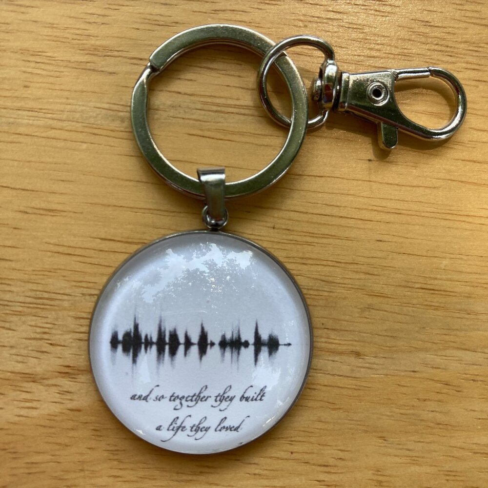 NEW And So Together Soundwave Steel Keychain 1.18in Black White Minimalist